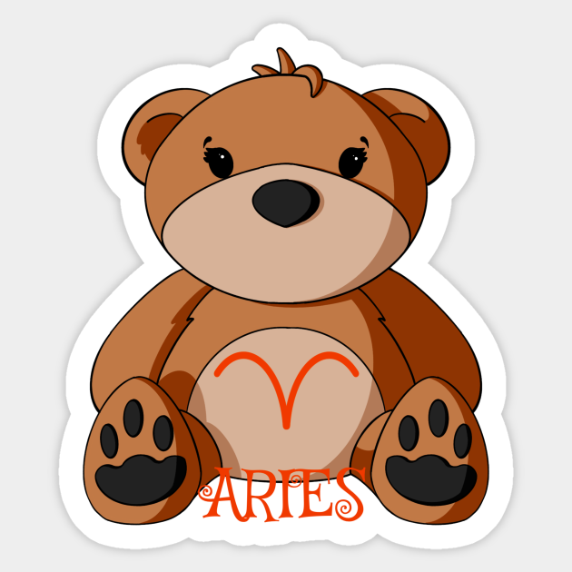 Aries teddy bear  aries zodiac sign  aufkleber  teepublic de